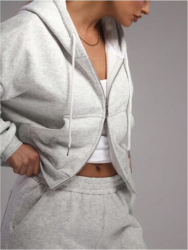 Women's Full Zip Up Hoodies Drawstring Long Sleeve Sweatshirts Casual Fashion Jackets Fall Outfits in Saudi Arabia