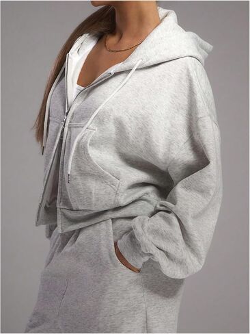 Women's Full Zip Up Hoodies Drawstring Long Sleeve Sweatshirts Casual Fashion Jackets Fall Outfits in Saudi Arabia