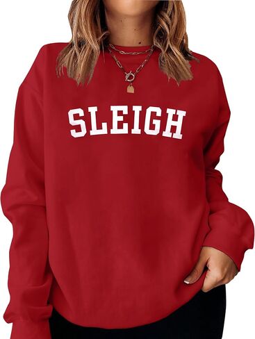MNLYBABY Sleigh Christmas Sweatshirt Women Merry Christmas Holiday Crewneck Long Sleeve Shirts Funny Xmas Pullover Top in Saudi Arabia