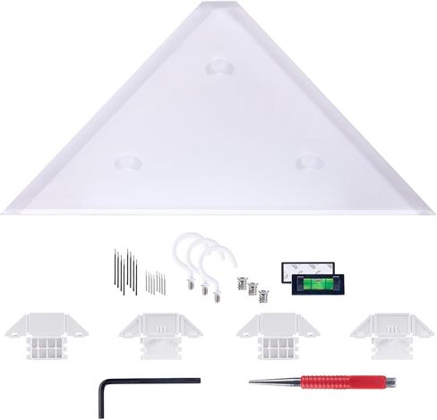 Acrylic Shelf - Clear Acrylic Shelf with J-Hooks - Floating Wall Mounted Shelf for Bedroom, Living Room, Bathroom, Kitchen, and Office - Clear/White (11.5 inch) in Saudi Arabia