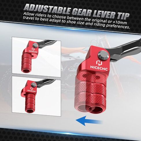 Red Motorcycle Folding Gear Shifter Lever Compatible with GasGas EX MC EC 125/250/300 2024 EX F 250/350 2024 Forged Aluminum Gear Shift Shifter Lever Folding, See Fitment in Kuwait