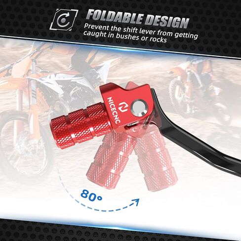 Red Motorcycle Folding Gear Shifter Lever Compatible with GasGas EX MC EC 125/250/300 2024 EX F 250/350 2024 Forged Aluminum Gear Shift Shifter Lever Folding, See Fitment in Kuwait