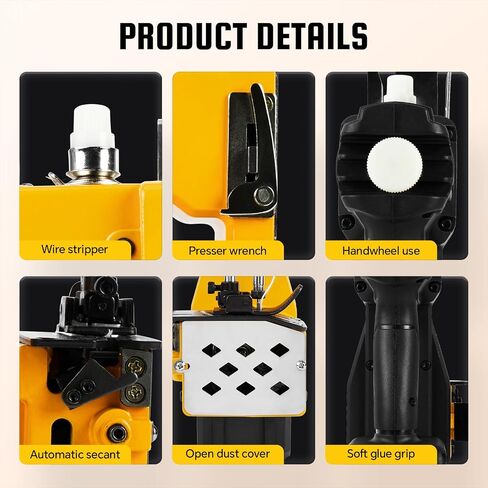 Bag Closing Machine Lithium Battery Cordless Bag Sewing Machine 2s/bag, New Upgraded Portable Automatic Bag Stitching Packing Machine for Feed Sacks, Burlap Sack, Rice Bags (Yellow) in Saudi Arabia