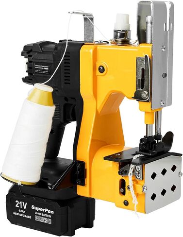 Bag Closing Machine Lithium Battery Cordless Bag Sewing Machine 2s/bag, New Upgraded Portable Automatic Bag Stitching Packing Machine for Feed Sacks, Burlap Sack, Rice Bags (Yellow) in Saudi Arabia