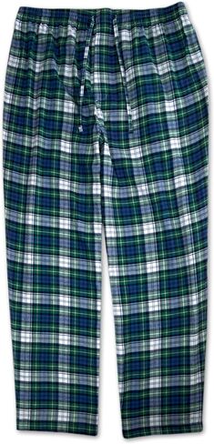 Brooks Brothers Mens Flannel Cotton Two Piece Pajama Shirt and Elast Pants Lounge Set, (Large, 201449 Green/Blue Tartan Plaid) in Saudi Arabia