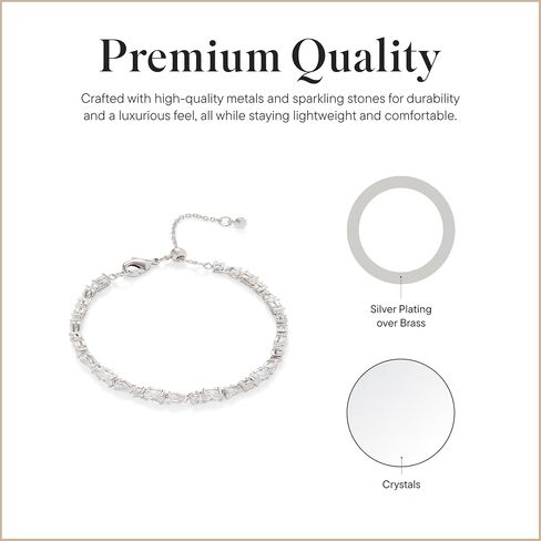 Rocksbox Mixed Stone Tennis Bracelet - Adjustable Tennis Bracelet for Women - Plating with Crystals - Premium Quality Jewelry in Saudi Arabia