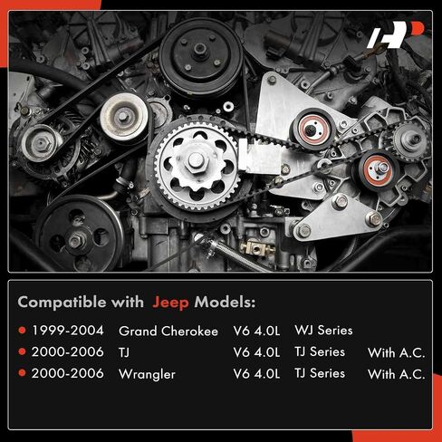 A-Premium Engine Serpentine Belt Drive Kit Compatible with Jeep Cars - WJ Series Grand Cherokee 1999-2004, TJ Series Wrangler 2000-2006, TJ 2000-2006 - 4.0L in Saudi Arabia