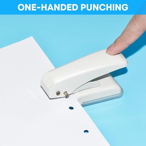 JIKIOU Single Hole Punch, 40 Sheets Punch Capacity Hole Puncher Single, Small Hole Punch with Non-Slip Removable Base, One Hole Puncher for Crafts Scrapbooks Paper Chipboard White in Kuwait