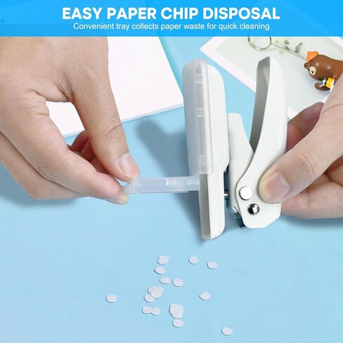 JIKIOU Single Hole Punch, 40 Sheets Punch Capacity Hole Puncher Single, Small Hole Punch with Non-Slip Removable Base, One Hole Puncher for Crafts Scrapbooks Paper Chipboard White in Kuwait