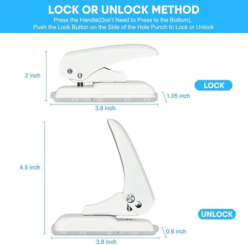 JIKIOU Single Hole Punch, 40 Sheets Punch Capacity Hole Puncher Single, Small Hole Punch with Non-Slip Removable Base, One Hole Puncher for Crafts Scrapbooks Paper Chipboard White in Kuwait