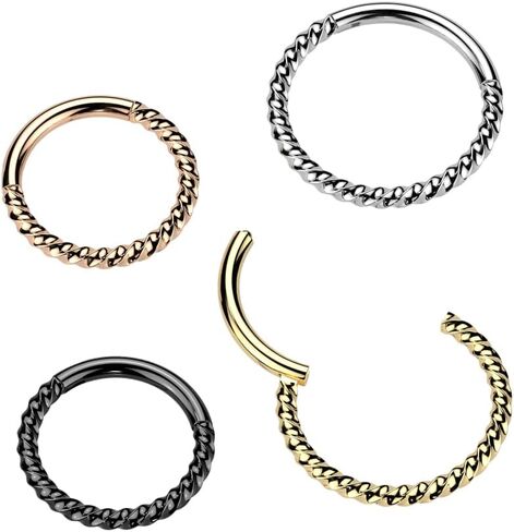 Pierced Owl 16GA ASTM F-136 Implant Grade Titanium Braided Hinged Segment Clicker Ring in Saudi Arabia