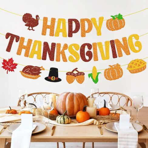 لافتة عيد الشكر السعيدة، عيد الشكر، إكليل الخريف، أوراق القيقب، فطيرة اليقطين، الخريف، تركيا، الحصاد، عيد الشكر، زينة حفلات عيد الشكر in Kuwait