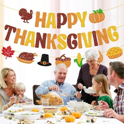 لافتة عيد الشكر السعيدة، عيد الشكر، إكليل الخريف، أوراق القيقب، فطيرة اليقطين، الخريف، تركيا، الحصاد، عيد الشكر، زينة حفلات عيد الشكر in Kuwait