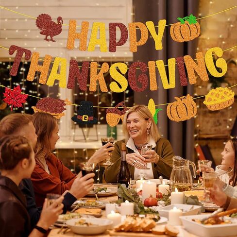 لافتة عيد الشكر السعيدة، عيد الشكر، إكليل الخريف، أوراق القيقب، فطيرة اليقطين، الخريف، تركيا، الحصاد، عيد الشكر، زينة حفلات عيد الشكر in Kuwait