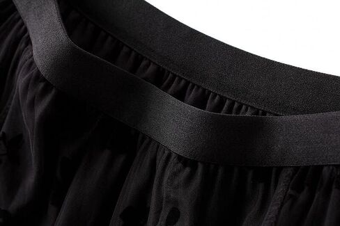 LA12ST Women 3D Posy Double-Layered Skirt Elastic Waist Floral Print Mesh A-Line Midi Skirt in Kuwait