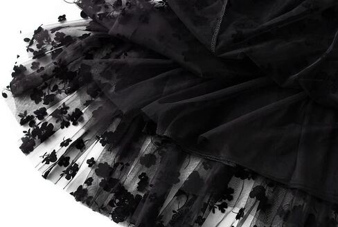 LA12ST Women 3D Posy Double-Layered Skirt Elastic Waist Floral Print Mesh A-Line Midi Skirt in Kuwait