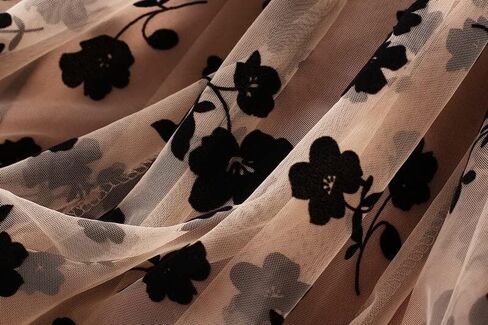 LA12ST Women 3D Posy Double-Layered Skirt Elastic Waist Floral Print Mesh A-Line Midi Skirt in Kuwait