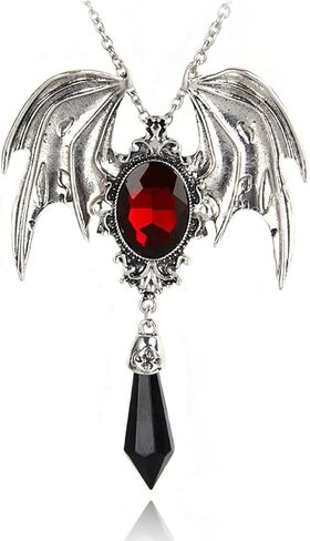 Gothic Bat Wings Large pendant Necklace Vintage Victoria Crystal Necklace Punk Vampire Bat Pendant Necklace Goth Cosplay Party Jewelry Gift for Women in Saudi Arabia