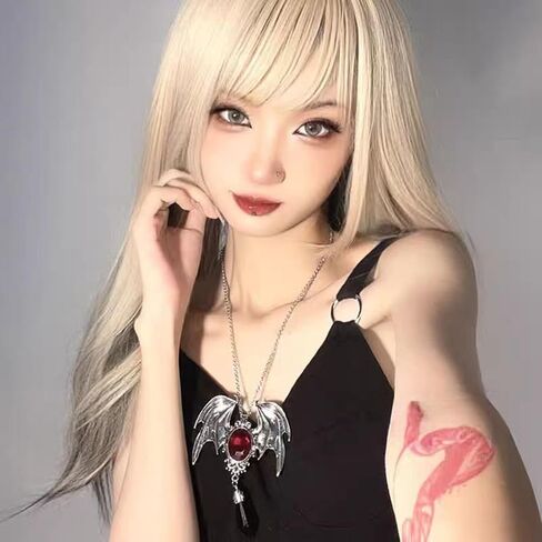 Gothic Bat Wings Large pendant Necklace Vintage Victoria Crystal Necklace Punk Vampire Bat Pendant Necklace Goth Cosplay Party Jewelry Gift for Women in Saudi Arabia