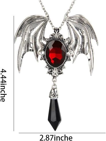 Gothic Bat Wings Large pendant Necklace Vintage Victoria Crystal Necklace Punk Vampire Bat Pendant Necklace Goth Cosplay Party Jewelry Gift for Women in Saudi Arabia