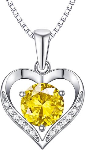 Heart Moissanite Birthstone Necklaces Anniversary/Birthday/Best Friend/Girlfriend/Wife Gifts for Her 925 Sterling Silver Pendant Necklace for Women in Saudi Arabia