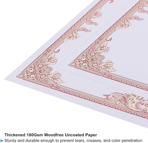 PATIKIL 50 Sheets Blank Certificate Paper, 8.5x11 Diploma Paper 180GSM for Office, Business, Graduation, White Paper with Red Border in Saudi Arabia