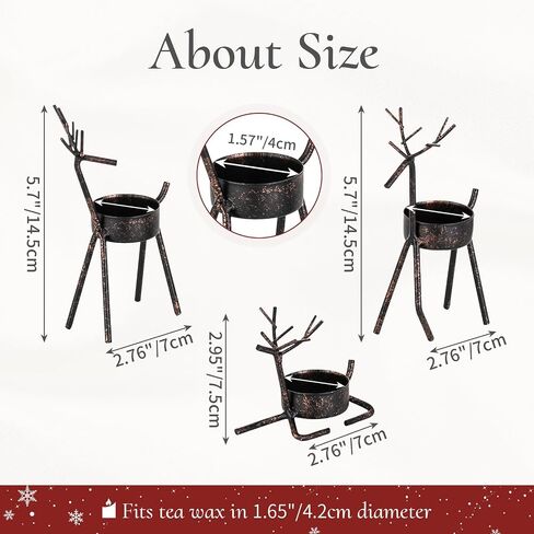 Inweder Christmas Reindeer Tealight Candle Holder：6Pcs Black Reindeer Christmas Decoration for Window Christmas Reindeer Decor for Table Reindeer Votive Candle Holders Christmas Candle Holder Mantel in Kuwait