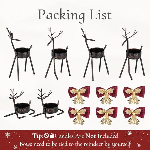 Inweder Christmas Reindeer Tealight Candle Holder：6Pcs Black Reindeer Christmas Decoration for Window Christmas Reindeer Decor for Table Reindeer Votive Candle Holders Christmas Candle Holder Mantel in Kuwait