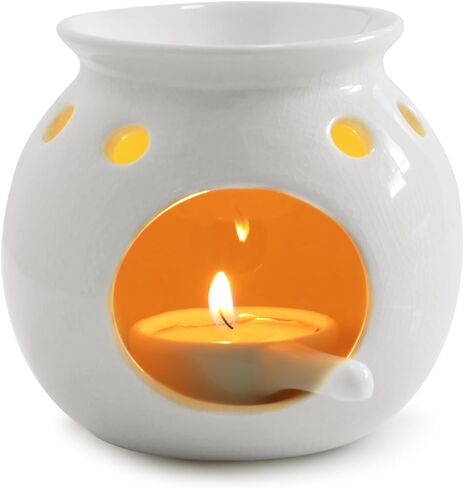 زيت عطري من السيراميك من WD&CD، مواقد زيت السيراميك، حامل شمع متنوع لتدفئة الروائح العلاجية، موزع شموع معطرة، ديكور غرفة نوم المنزل، أبيض in Kuwait