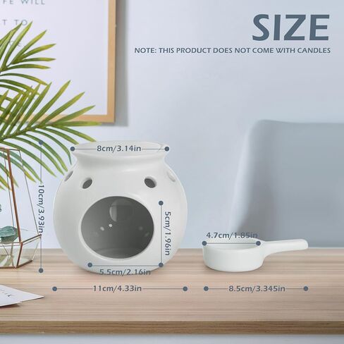 زيت عطري من السيراميك من WD&CD، مواقد زيت السيراميك، حامل شمع متنوع لتدفئة الروائح العلاجية، موزع شموع معطرة، ديكور غرفة نوم المنزل، أبيض in Kuwait