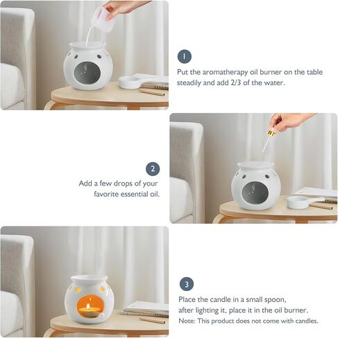 زيت عطري من السيراميك من WD&CD، مواقد زيت السيراميك، حامل شمع متنوع لتدفئة الروائح العلاجية، موزع شموع معطرة، ديكور غرفة نوم المنزل، أبيض in Kuwait