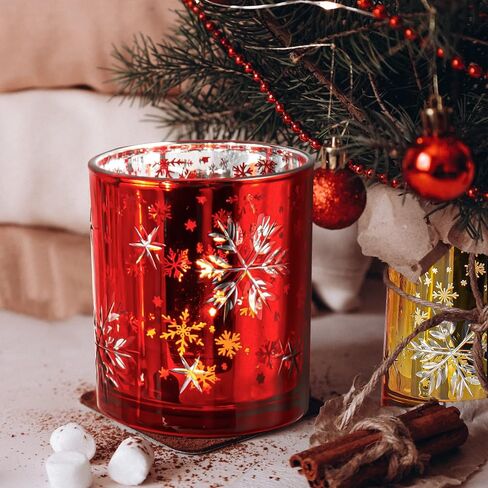 Christmas Candle Holders, Glass Tealight Votives Set of 3,Christmas Decorations Indoor,Holiday Centerpieces Table Decor in Saudi Arabia