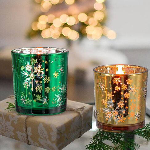 Christmas Candle Holders, Glass Tealight Votives Set of 3,Christmas Decorations Indoor,Holiday Centerpieces Table Decor in Saudi Arabia