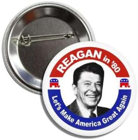 Lunch Money President RONALD REAGAN Replica Throwback Political Button Pin Badge Reagan in 80 Let's Made America Great Again Made in USA MAGA in Saudi Arabia