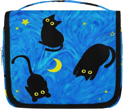 Cute Cat Travel Toiletry Bag with Hanging Hook for Women and Girls, DeepSkyBlue Cosmetic Makeup Case Organizer for Accessories, Shampoo, Full Sized Container, Toiletries in Saudi Arabia