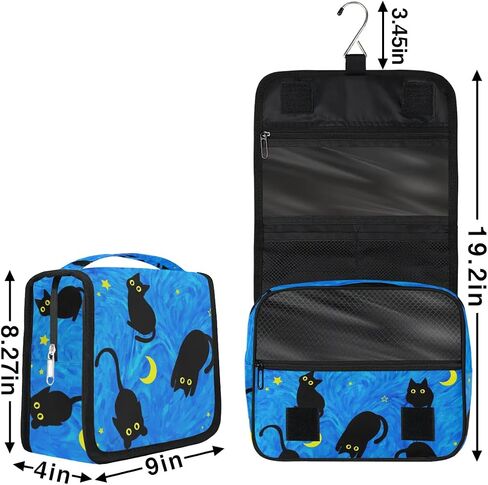 Cute Cat Travel Toiletry Bag with Hanging Hook for Women and Girls, DeepSkyBlue Cosmetic Makeup Case Organizer for Accessories, Shampoo, Full Sized Container, Toiletries in Saudi Arabia
