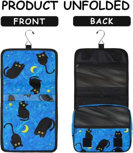 Cute Cat Travel Toiletry Bag with Hanging Hook for Women and Girls, DeepSkyBlue Cosmetic Makeup Case Organizer for Accessories, Shampoo, Full Sized Container, Toiletries in Saudi Arabia