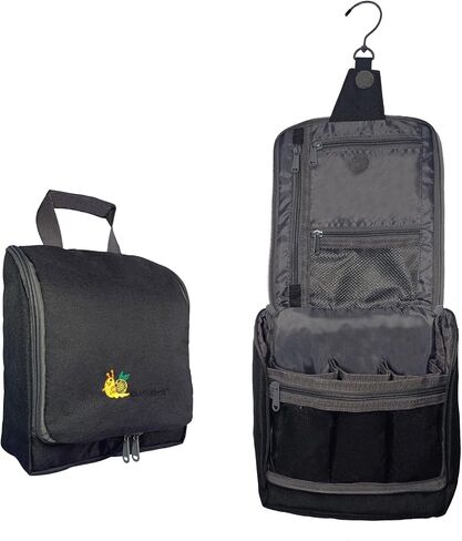 Hanging Travel Toiletry Bag Organizer| Wash Bag| Makeup Cosmetic Vanity Bag for Accessories, Shampoo, Loofah, Shower Dopp Kit, Beach item, Travel Essentials, Hygiene kit (Pirate Black) in Saudi Arabia