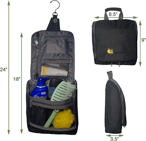 Hanging Travel Toiletry Bag Organizer| Wash Bag| Makeup Cosmetic Vanity Bag for Accessories, Shampoo, Loofah, Shower Dopp Kit, Beach item, Travel Essentials, Hygiene kit (Pirate Black) in Saudi Arabia