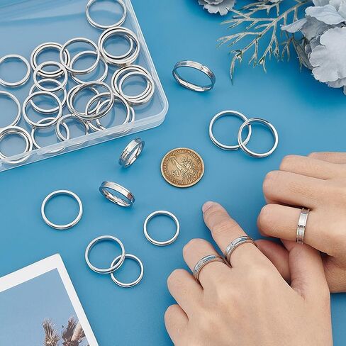 UNICRAFTALE Ring Core Blank Narrow Stainless Steel Grooved Finger Ring Round Finger Ring Settings for Inlay Handmade Ring Wedding Ring Jewelry Making Gift in Saudi Arabia
