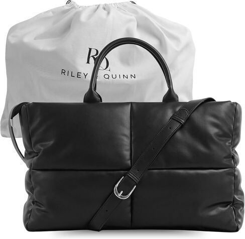 RILEY Large Puffy Bag, Black, Puffer Tote Bag, Soft Leather Crossbody Bags for Women, Simple Modern Puffy Bag, Work Bags for Women Tote Professional, Puffer Purse, Quilted Top Handle Satchel Bag in Saudi Arabia