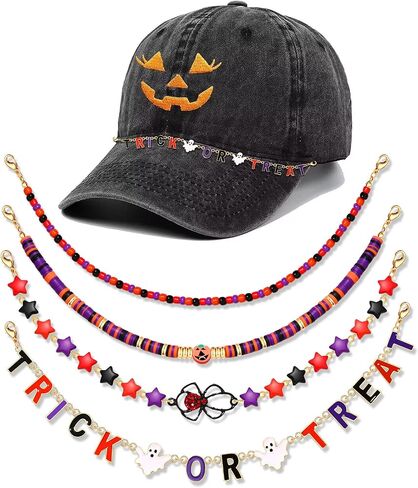3/4PCS Trucker Hat Chains Halloween Christmas Trucker Hat Chains Heishi Beaded Chains Baseball Cap Accessories in Kuwait
