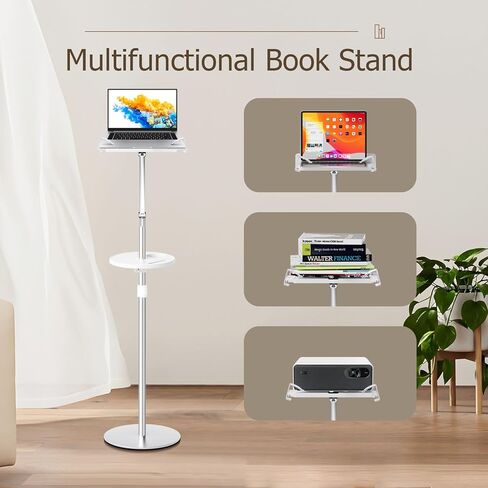 حامل كتب قابل للتعديل للقراءة، حامل كتب سارانا للقراءة بدون استخدام اليدين مع مشبك ورق للصفحة، ارتفاع قابل للتعديل من 24-58 بوصة حامل كتب على الأرضية للمنصة، الكمبيوتر المحمول، الهاتف، كتب الطبخ، ورقة الموسيقى in Kuwait