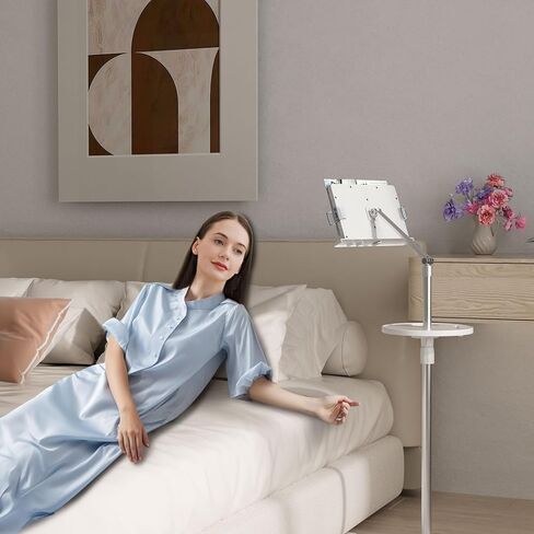 حامل كتب قابل للتعديل للقراءة، حامل كتب سارانا للقراءة بدون استخدام اليدين مع مشبك ورق للصفحة، ارتفاع قابل للتعديل من 24-58 بوصة حامل كتب على الأرضية للمنصة، الكمبيوتر المحمول، الهاتف، كتب الطبخ، ورقة الموسيقى in Kuwait