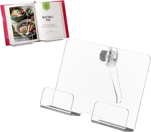 حامل كتب الطبخ الأكريليك من بيوتي فلاير، حامل كتب القراءة مع ارتفاع قابل للتعديل، حامل حامل قابل للطي لعرض كتب الطبخ والأجهزة اللوحية، مثالي للمطاعم والمطبخ والطاولة (الحامل فقط) in Kuwait