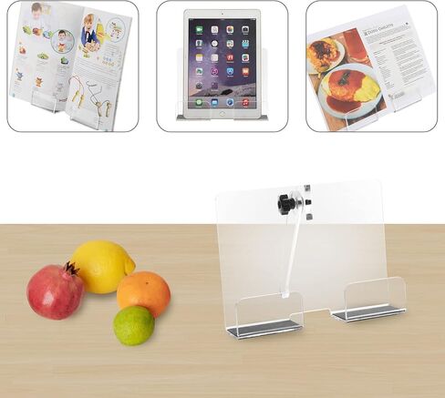 حامل كتب الطبخ الأكريليك من بيوتي فلاير، حامل كتب القراءة مع ارتفاع قابل للتعديل، حامل حامل قابل للطي لعرض كتب الطبخ والأجهزة اللوحية، مثالي للمطاعم والمطبخ والطاولة (الحامل فقط) in Kuwait