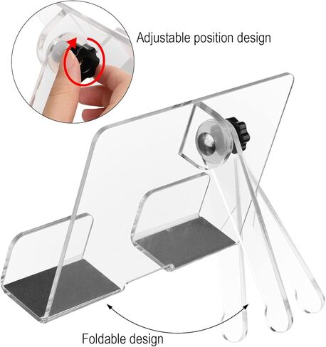 حامل كتب الطبخ الأكريليك من بيوتي فلاير، حامل كتب القراءة مع ارتفاع قابل للتعديل، حامل حامل قابل للطي لعرض كتب الطبخ والأجهزة اللوحية، مثالي للمطاعم والمطبخ والطاولة (الحامل فقط) in Kuwait