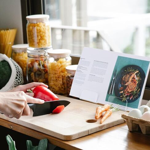 حامل كتب الطبخ الأكريليك من بيوتي فلاير، حامل كتب القراءة مع ارتفاع قابل للتعديل، حامل حامل قابل للطي لعرض كتب الطبخ والأجهزة اللوحية، مثالي للمطاعم والمطبخ والطاولة (الحامل فقط) in Kuwait