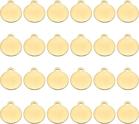PATIKIL 12mm Steel Disc, 24pcs Metal Stamping Blanks Tags Circle Stainless Steel Pendants Round Gourd Metal Plate DIY with Hole for Laser Engraving Stamping Keychain Making Gold Tone in Saudi Arabia