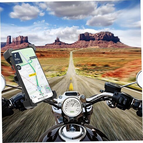 Adjustable Motorcycle Phone Holder Mount Upgraded Handlebar Clamp Secure Scooter Phone Clip Compatible with S22 Ultra and More in Kuwait